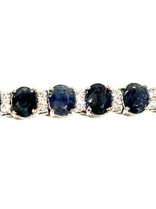 Round Cut Sapphire and Cubic Zirconia Bracelet