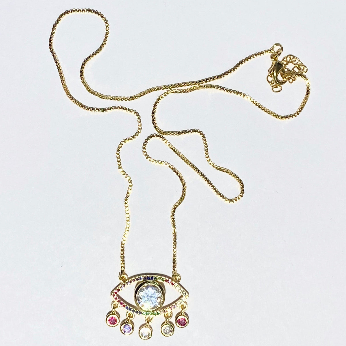 Evil Eye Multi-coloured Gemstone Necklace