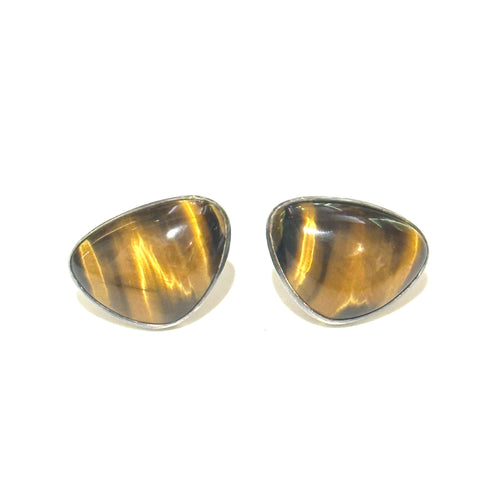 Tigers Eye Elliptical Cabochon Vintage Cufflinks