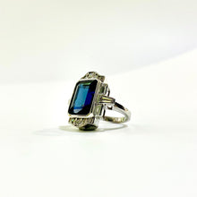 18ct White Gold London Blue Topaz and Diamond Ring
