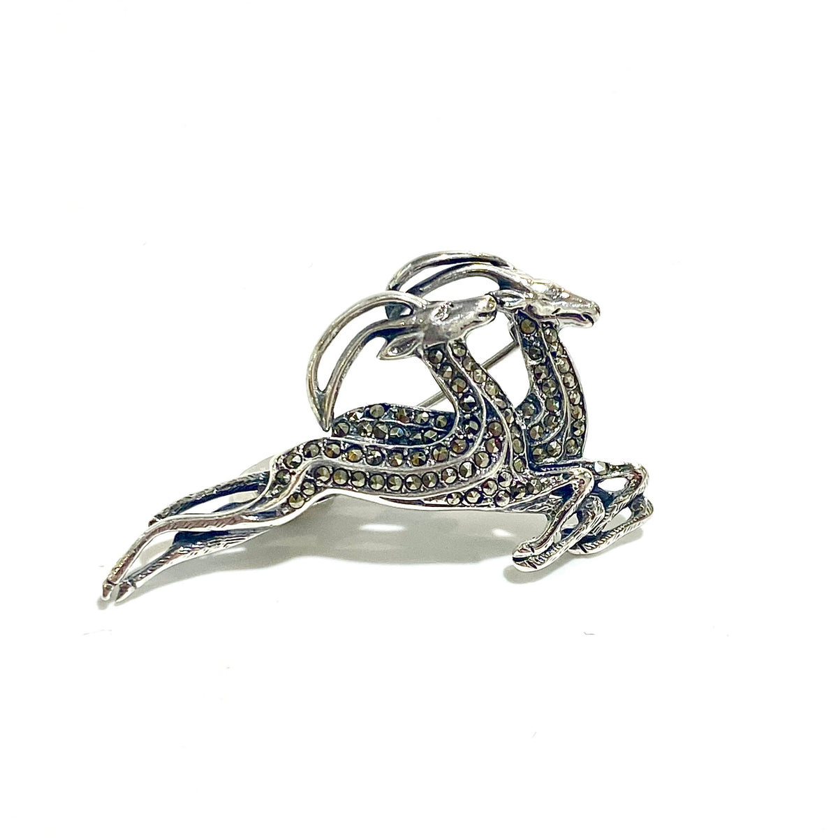 Sterling Silver Marcasite Gazelle Brooch