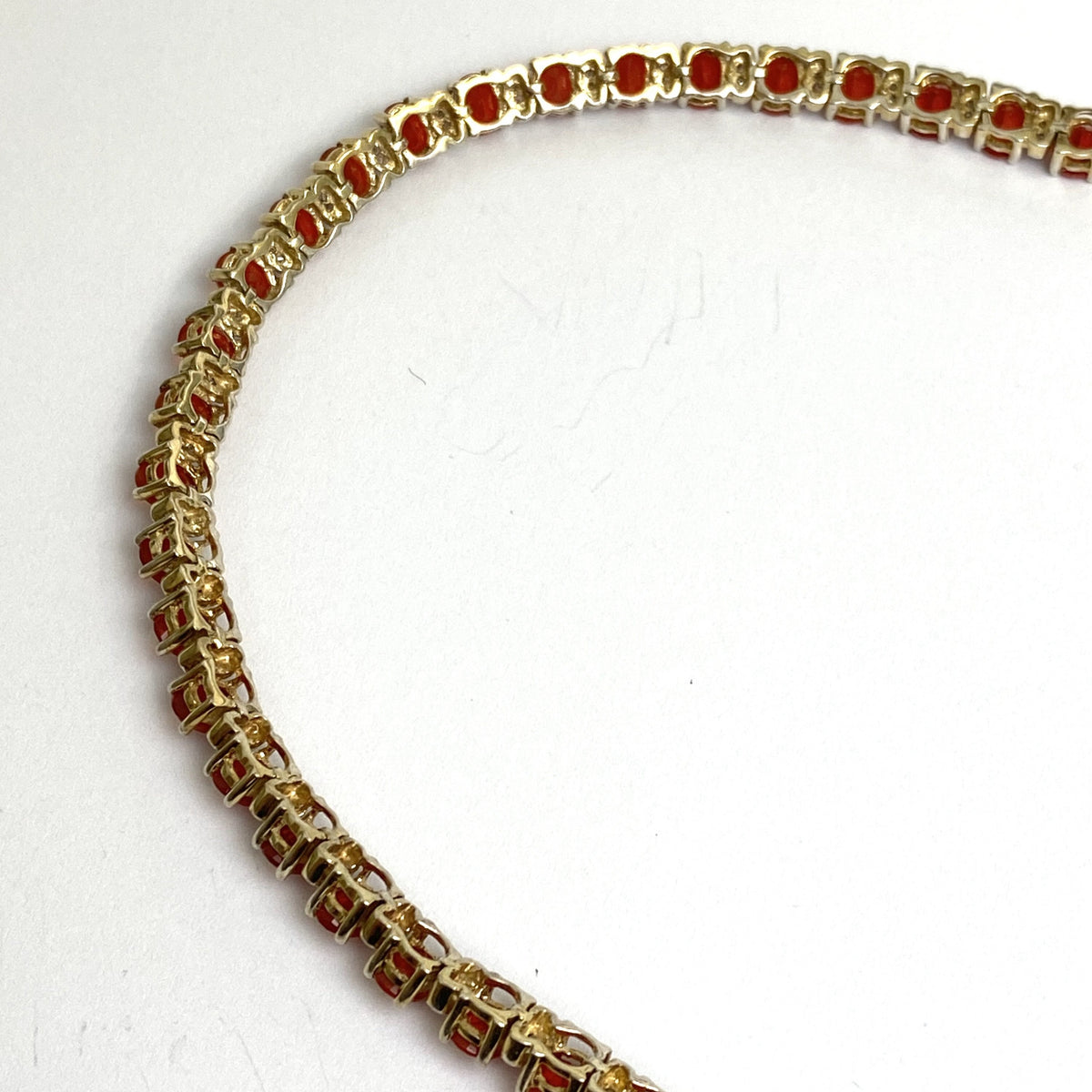9ct Yellow Gold Mexican Fire Opal and Diamond Bracelet