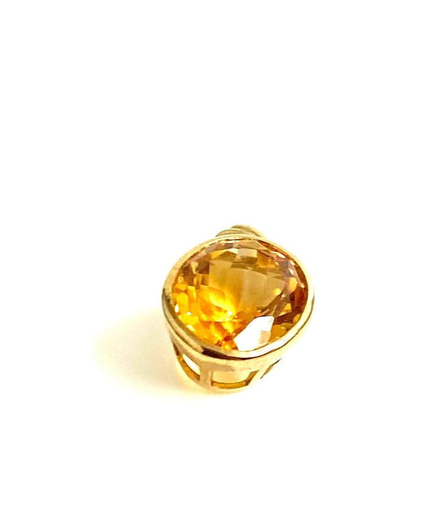 9ct Gold Round Citrine Pendant