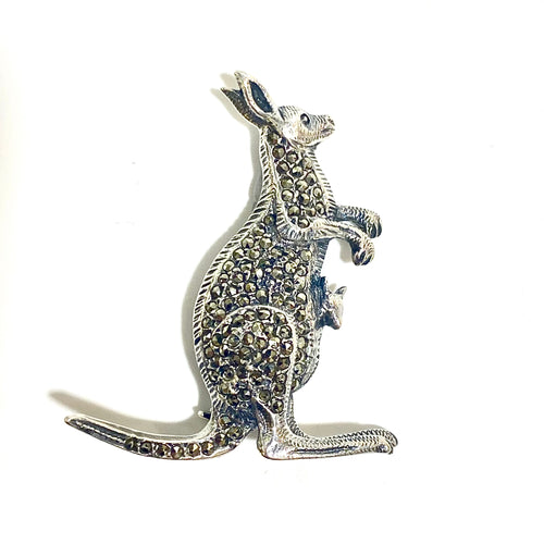 Sterling Silver Marcasite Kangaroo Brooch