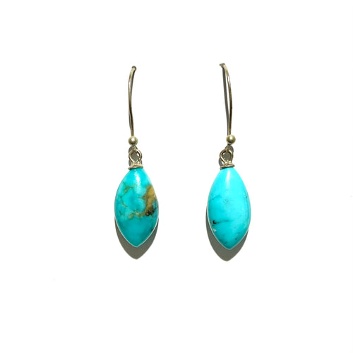 Sterling Silver Turquoise Almond Drop Earrings