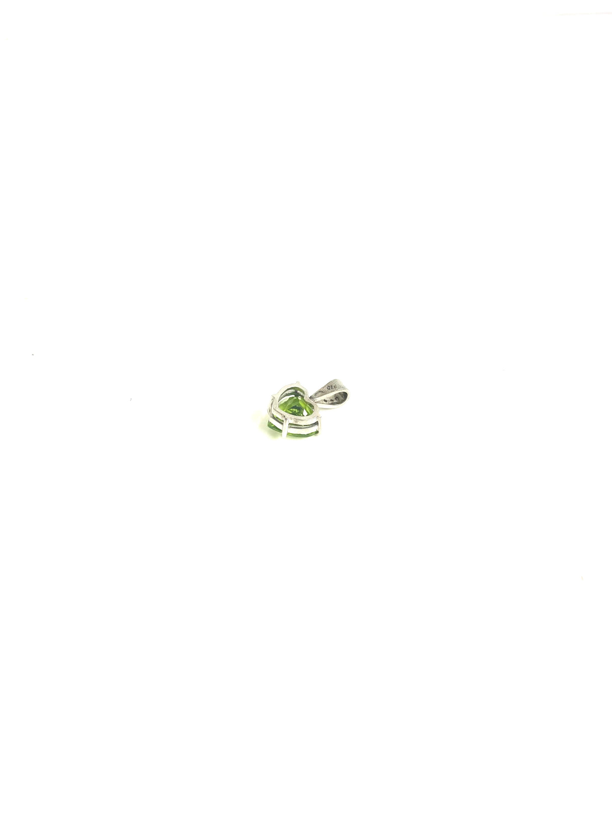 9ct White Gold Peridot and Diamond Heart Pendant