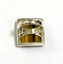 Square Tigers Eye Silver Ring