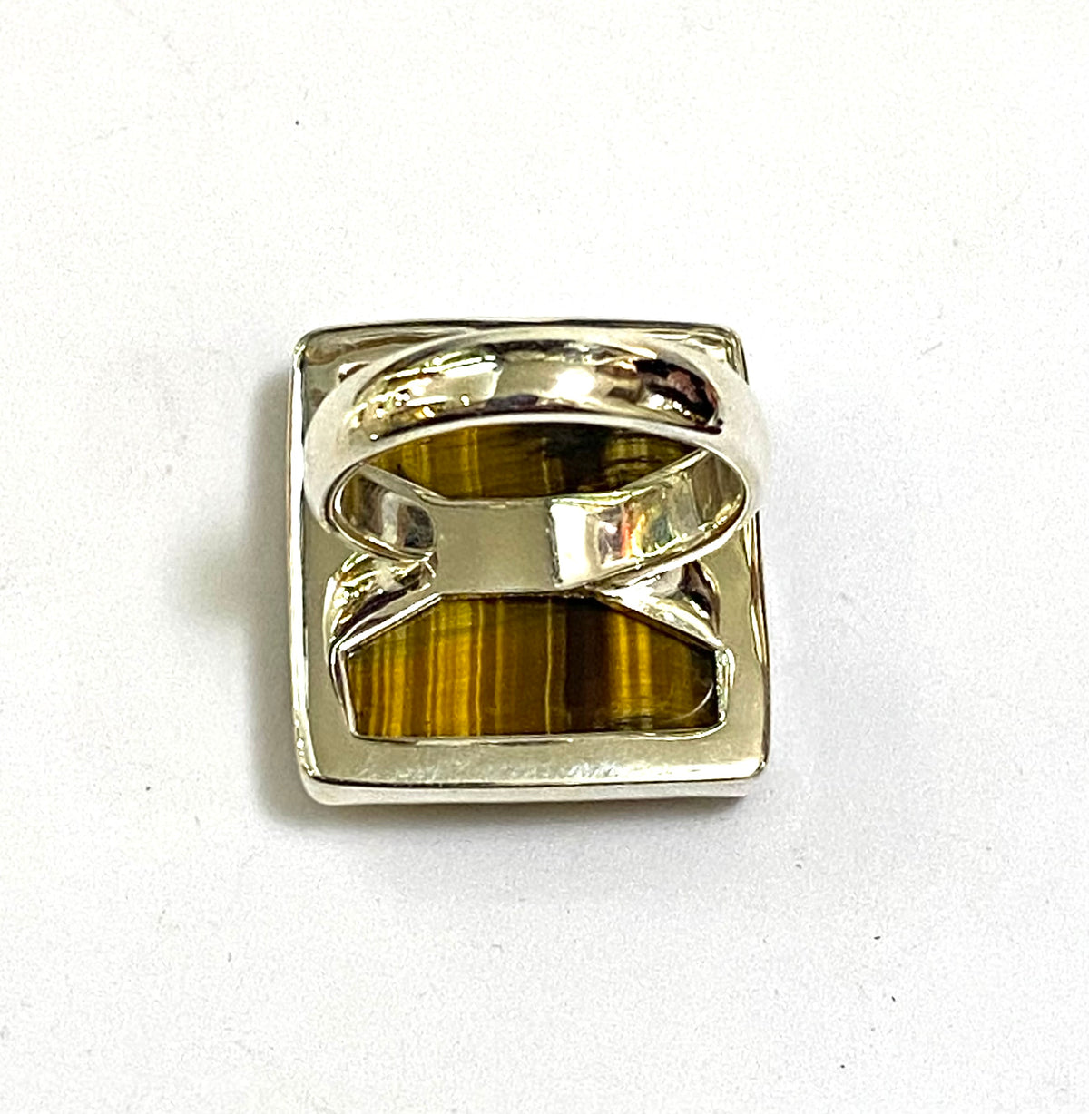 Square Tigers Eye Silver Ring
