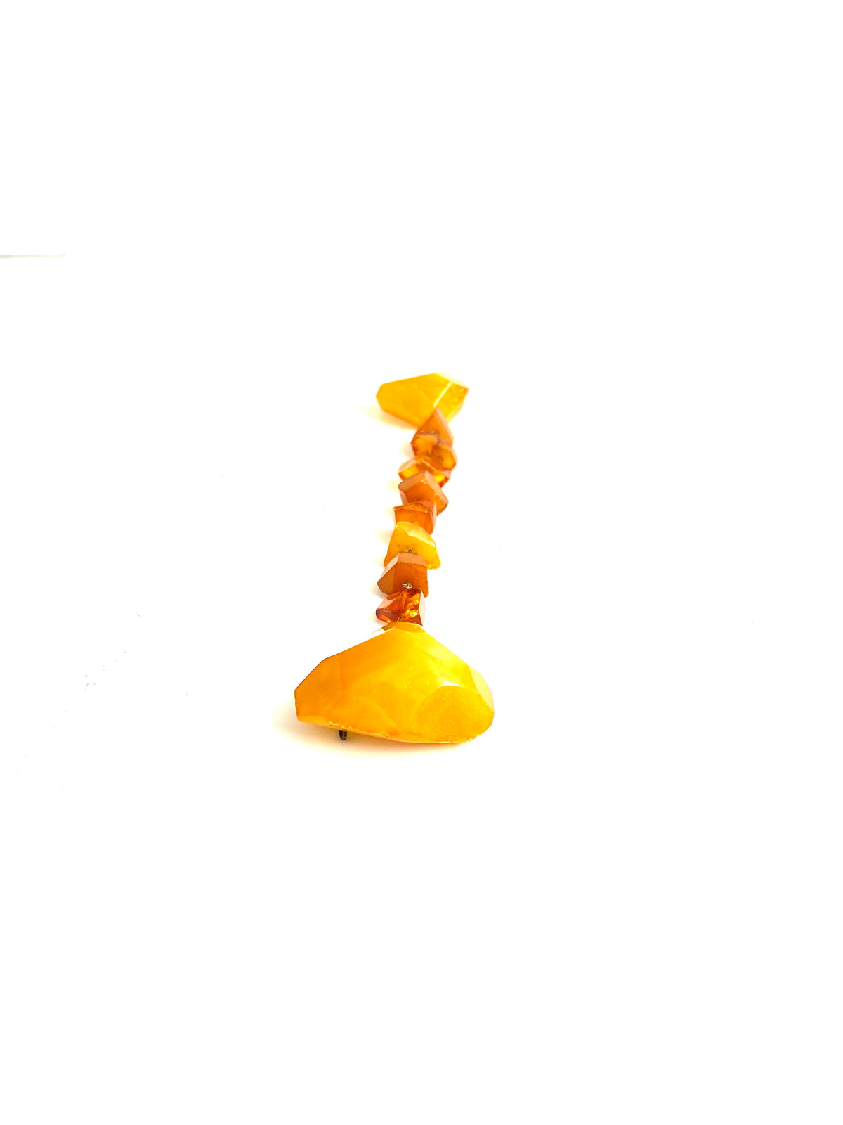 Vintage Carved Baltic Amber and Brass Brooch