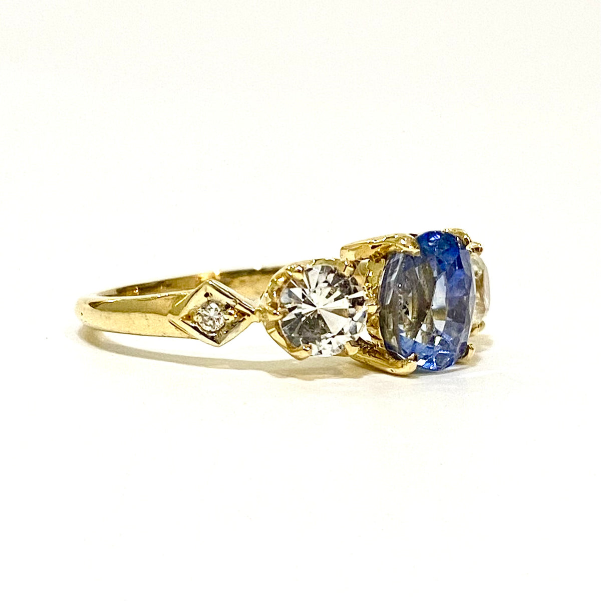 18ct Yellow Gold Sapphire and Diamond Trilogy Ring