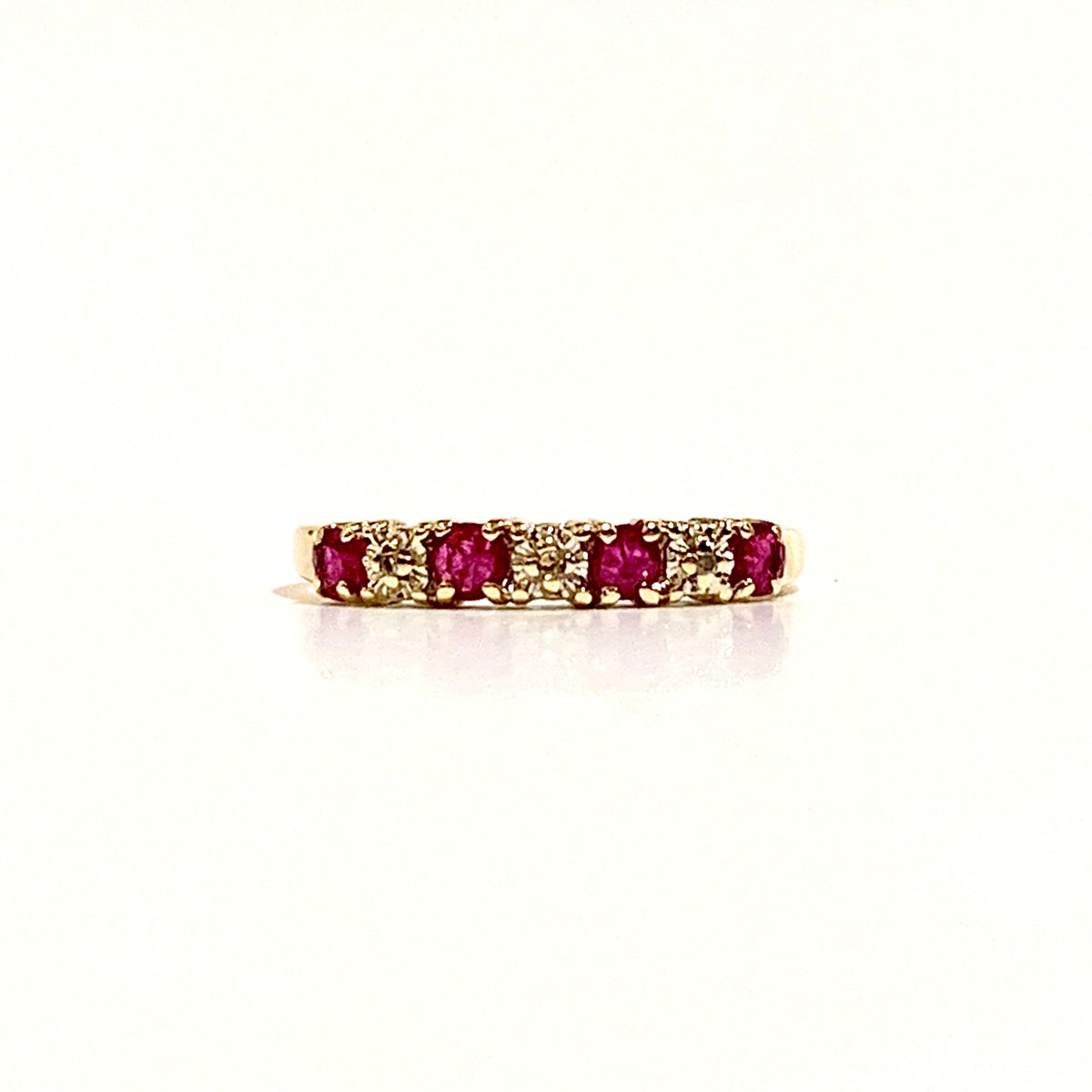 9ct Yellow Gold Ruby and Diamond Bridge Ring