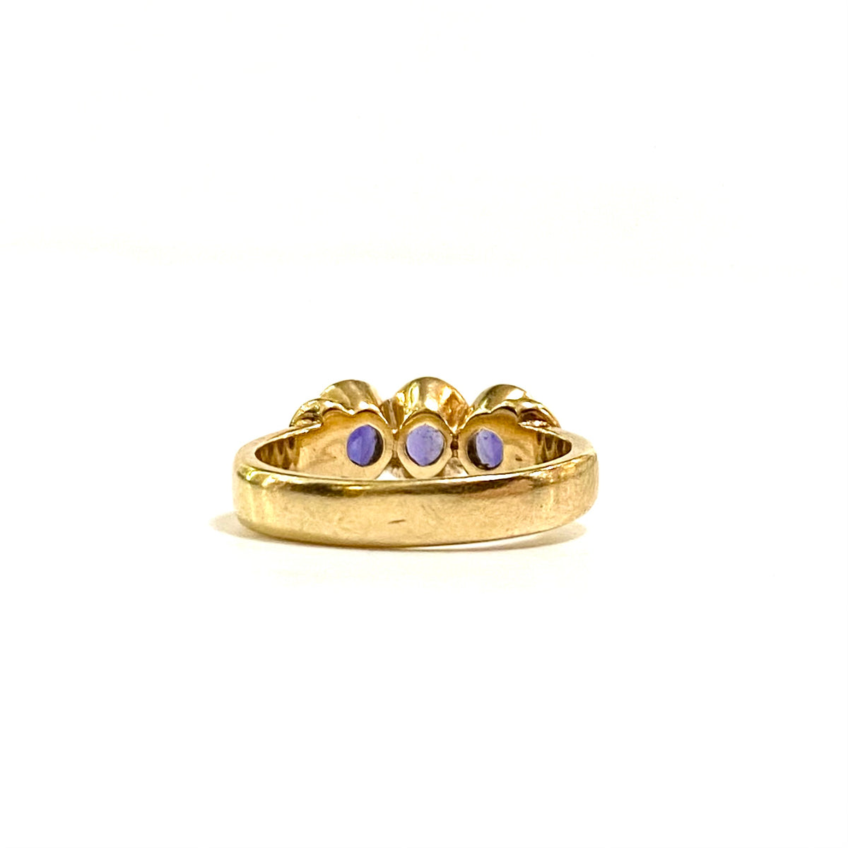 9ct Yellow Gold Oval Cut Iolite Trilogy Ring