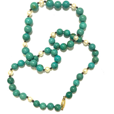 Turquoise Pearl Garnet Necklace