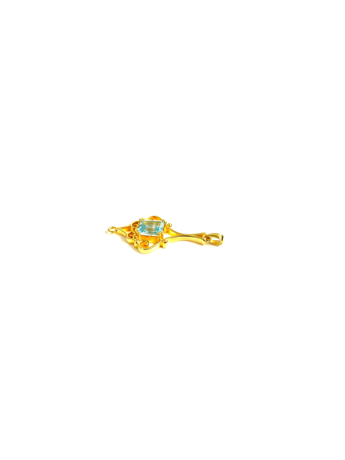 Sterling Silver Gold Plate Swiss Blue Topaz Pendant