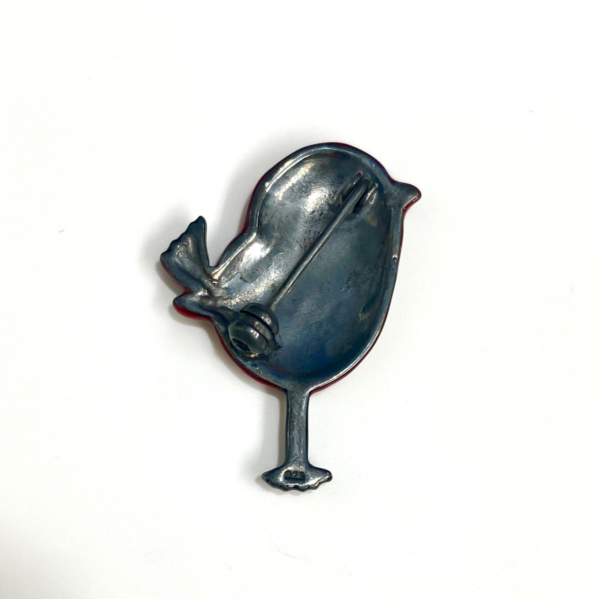 Sterling Silver Enamel Bird Brooch