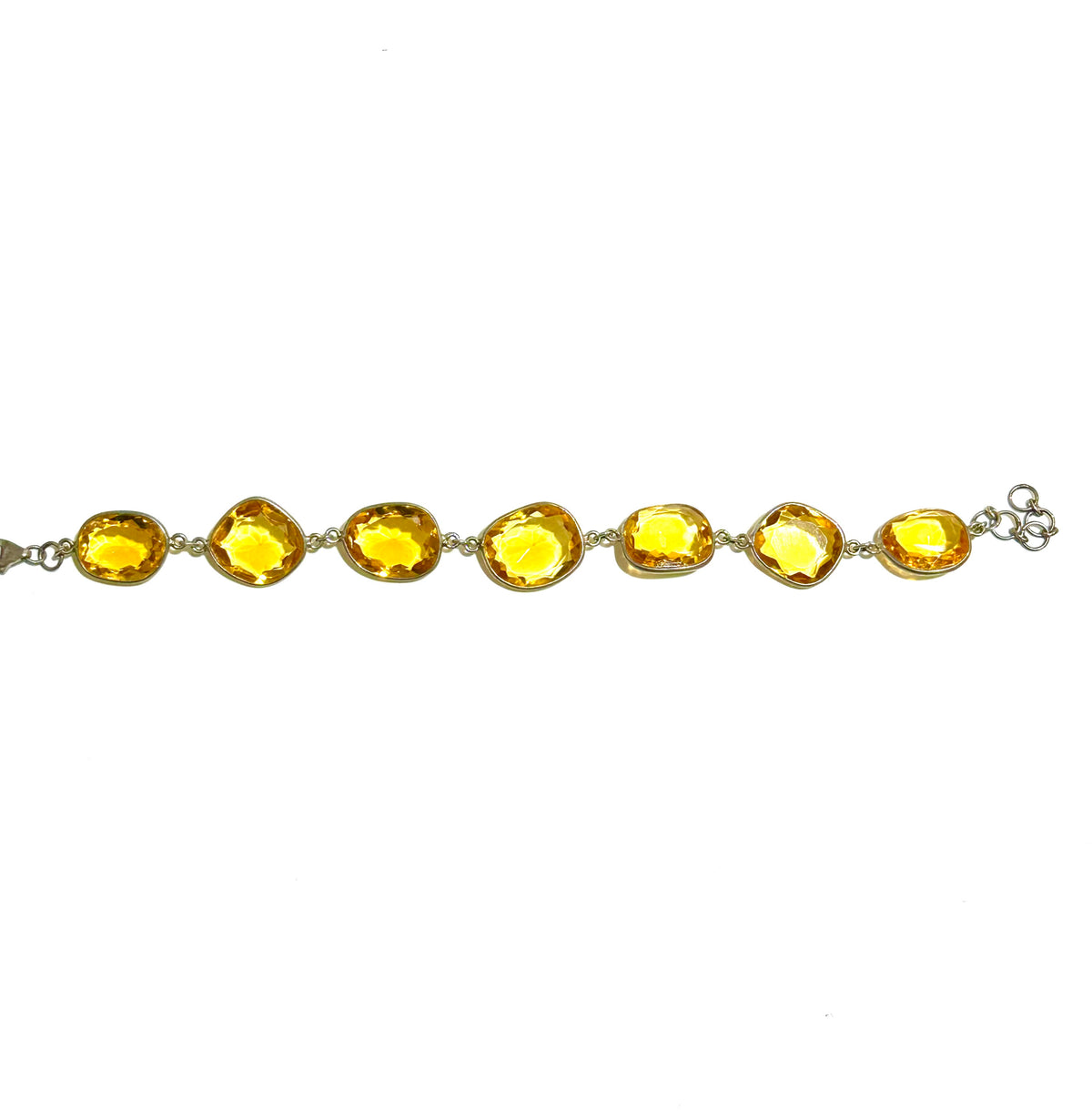 Sterling Silver Freeform Faceted Citrine Linked Bracelet