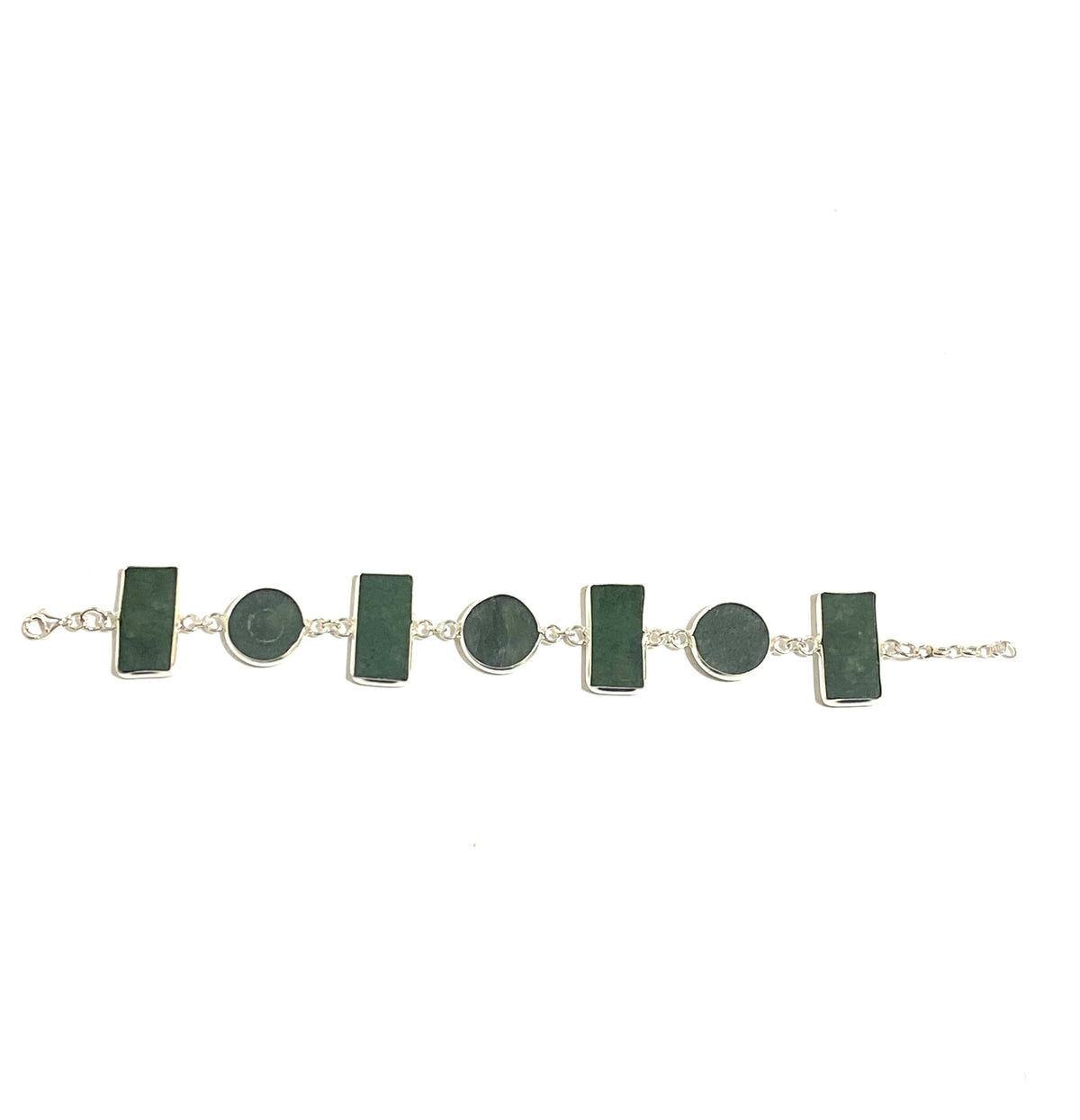 Rectangle and Round Nephrite Jade Bracelet