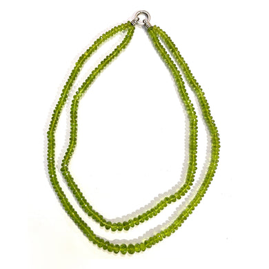 Sterling Silver Peridot Double Strand Beaded Necklace
