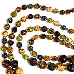 Vintage Italian Double Strand Beaded Necklace with Floral Clasp (c1950s)