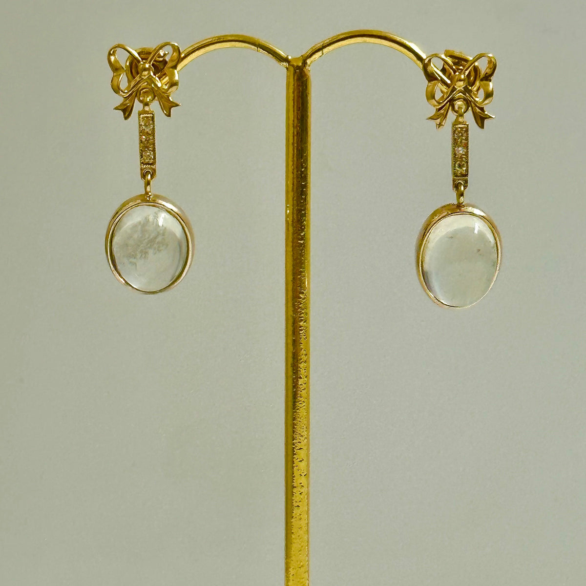 Diamond and Cabochon Moonstone Earrings