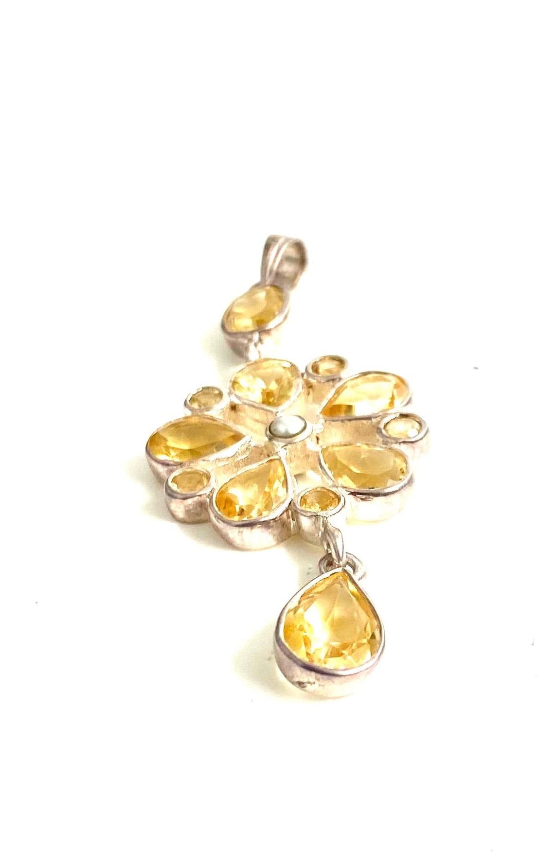 Sterling Silver Citrine and Pearl Pendant