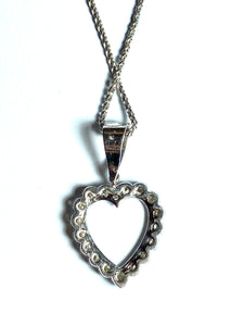 14ct White Gold and Diamond Love Heart Pendant