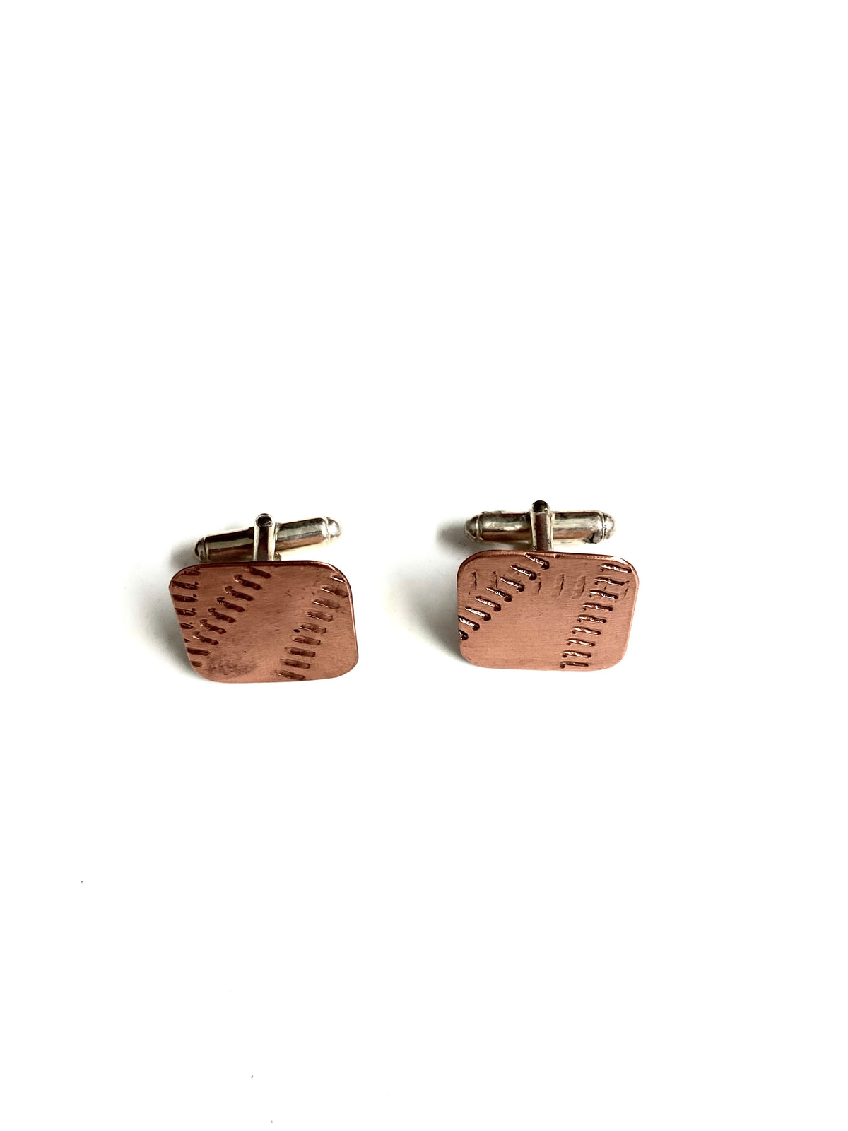 Copper Baseball Pattern Square Shaped Cufflinks