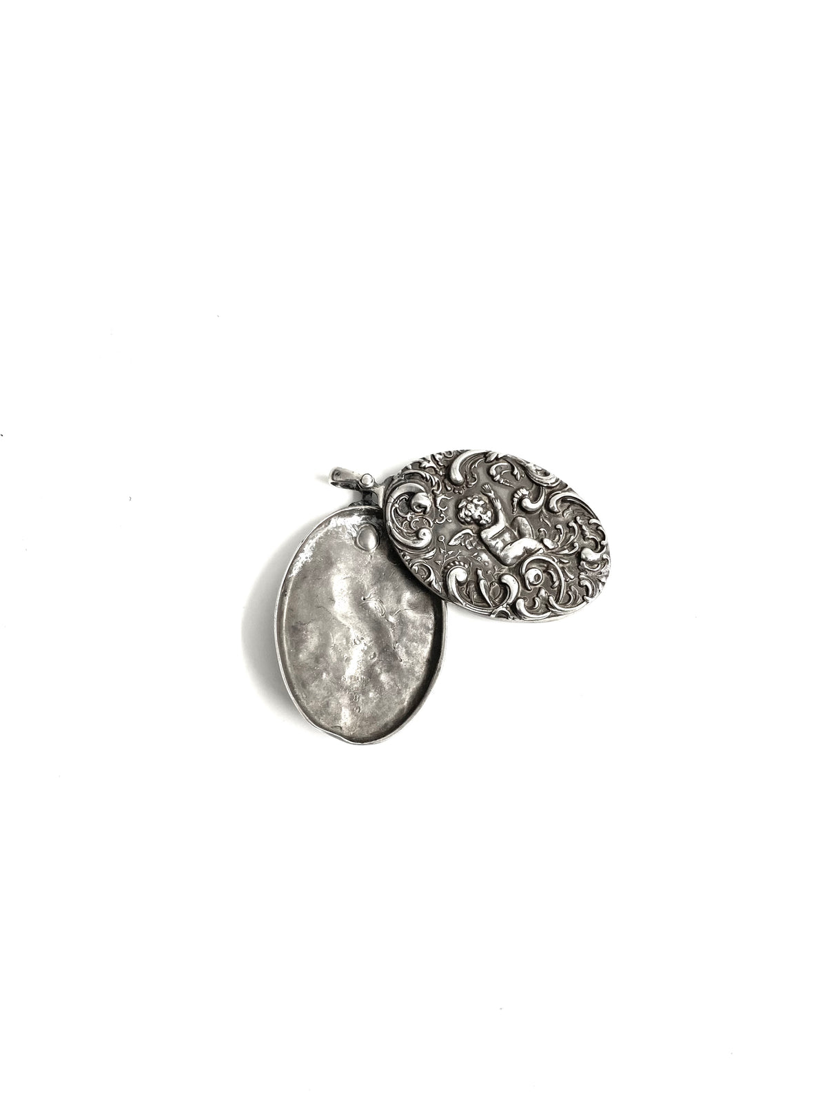 Sterling Silver Heavy French Cherub Locket