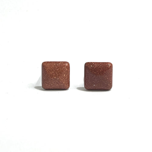 Sterling Silver Orange Sunstone Square Cut Cufflinks