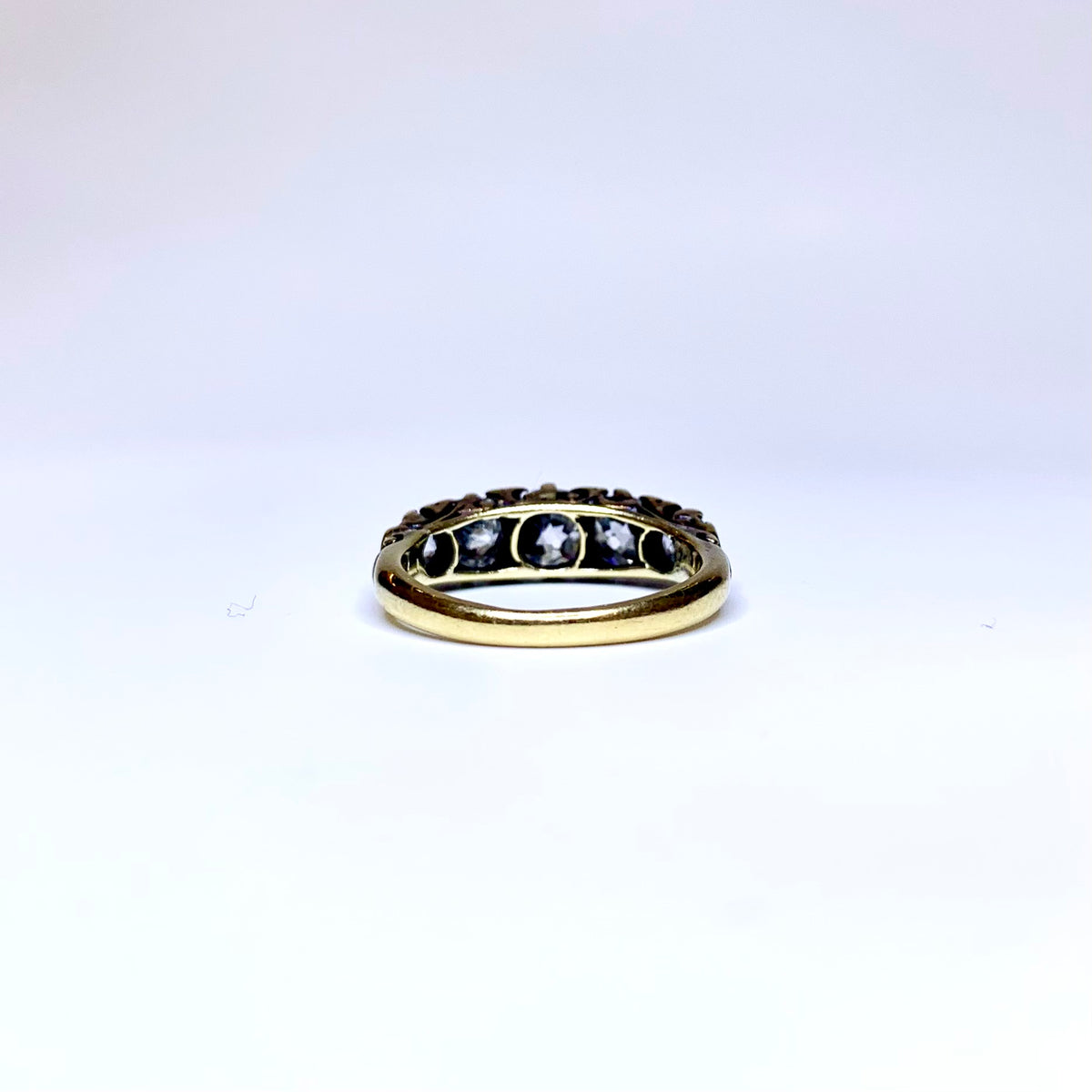 18ct Yellow Gold Old Cut Diamond Bridge Ring