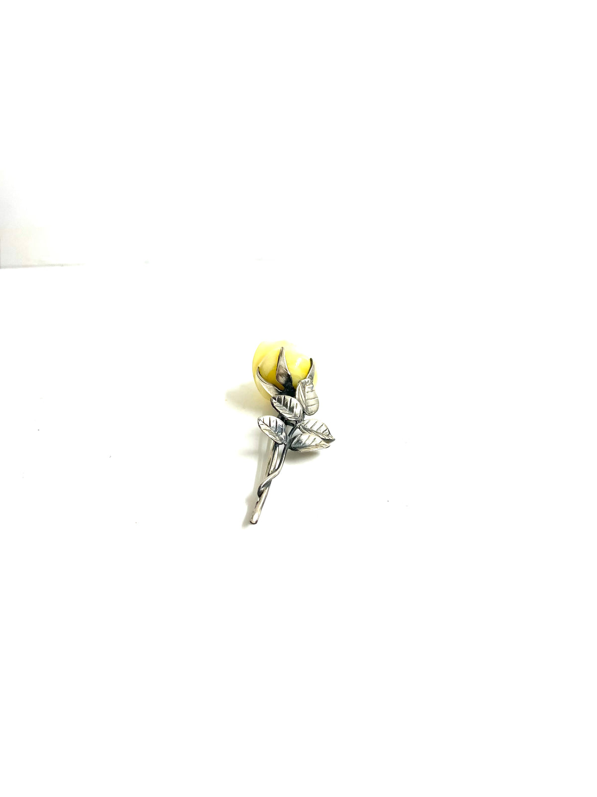 Sterling Silver White Amber Brooch