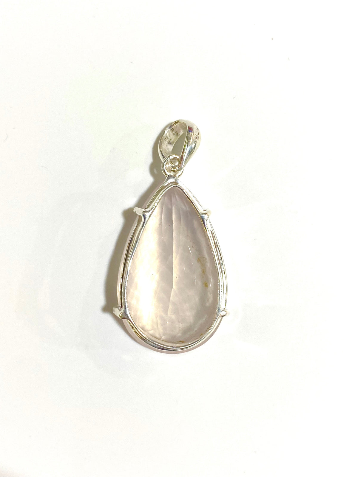 Large Rose Quartz Pendant set in Sterling Silver