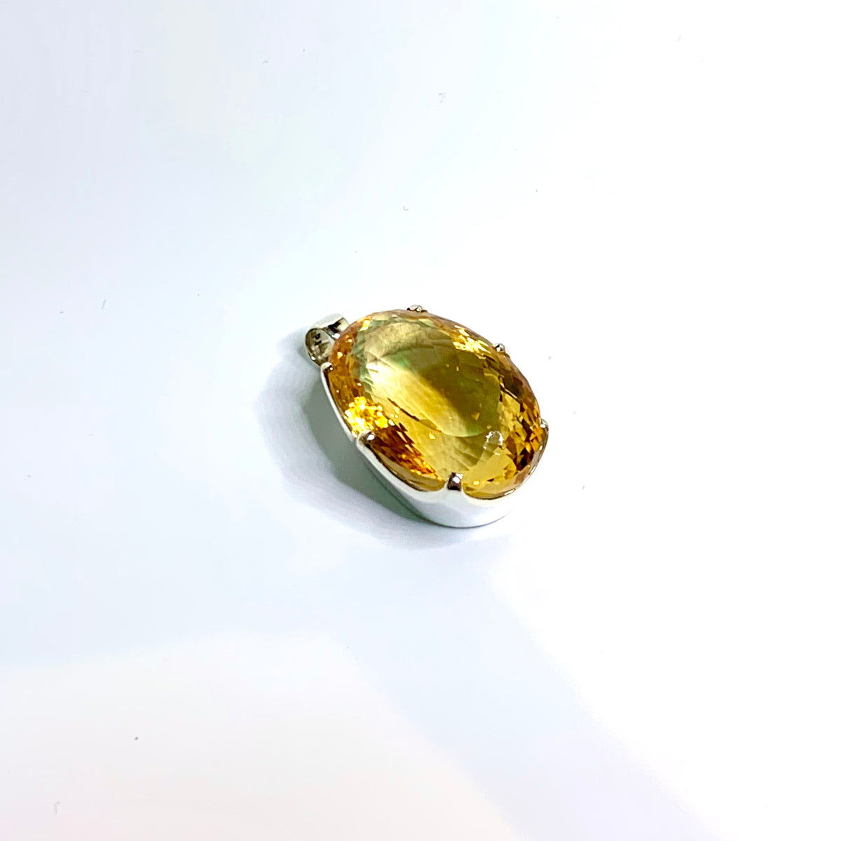 Sterling Silver Oval Cut Citrine Pendant