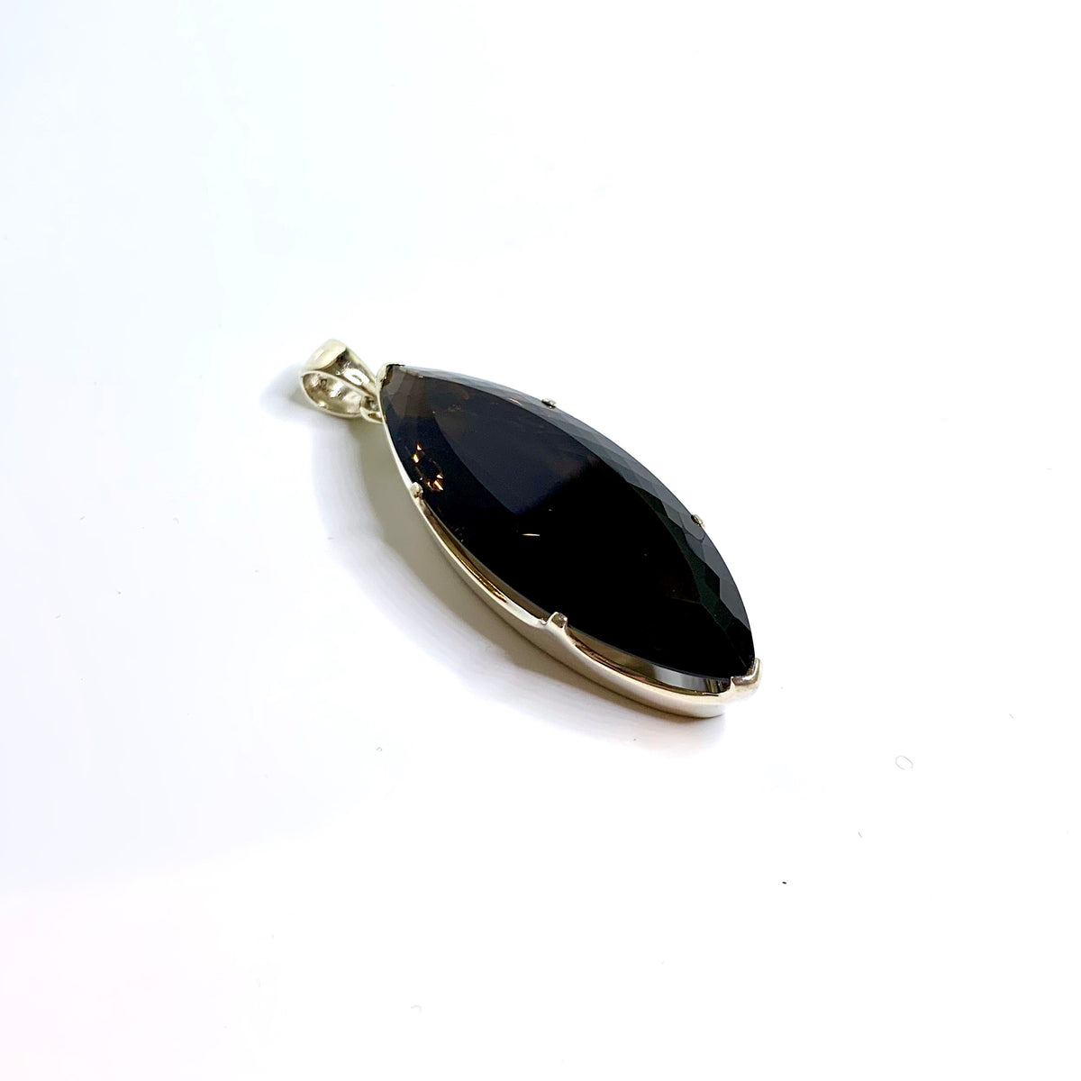Sterling Silver Faceted Smokey Quartz Pendant