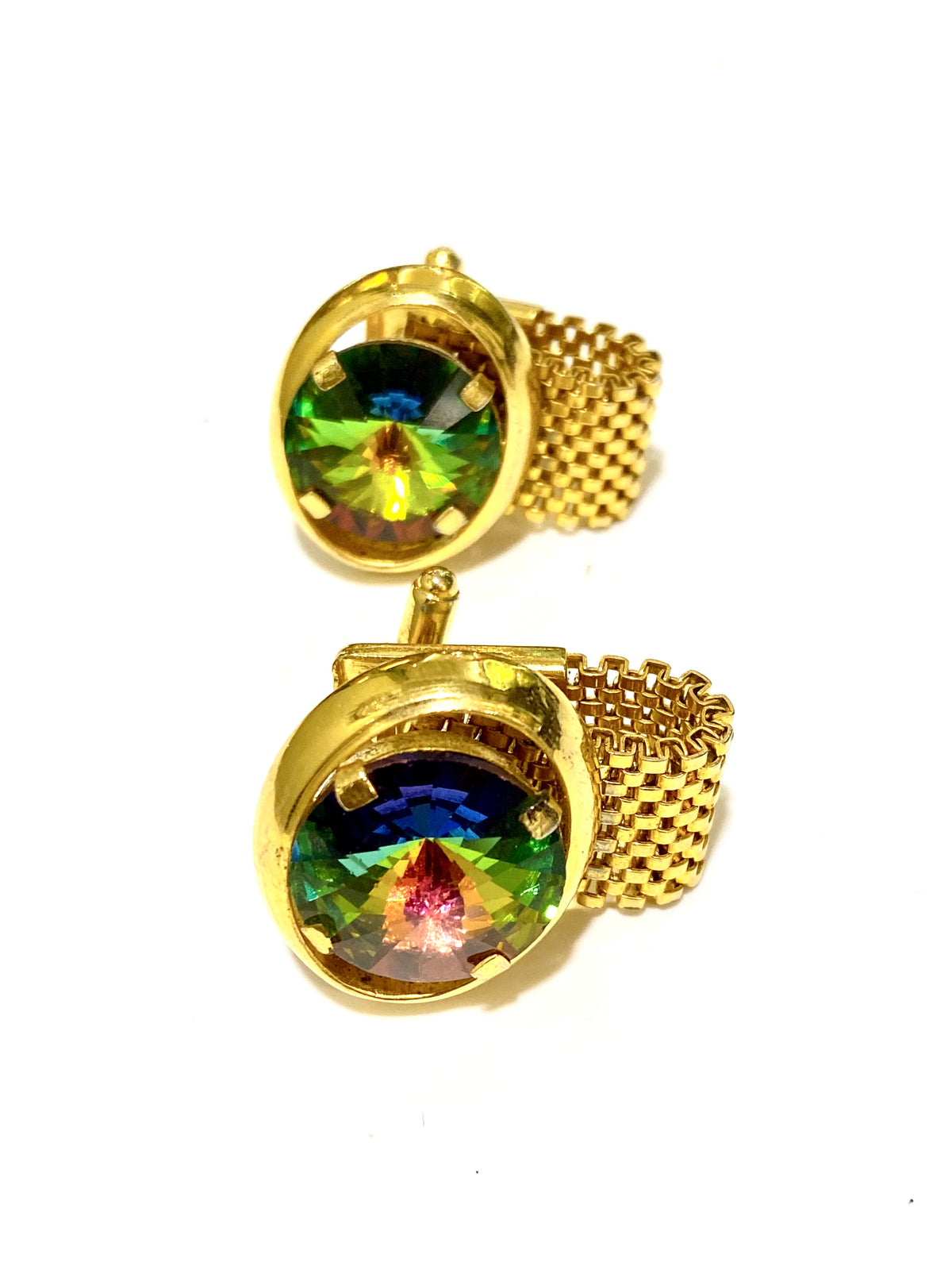 Harlequin Glass Sterling Silver Gold Plated Cufflinks