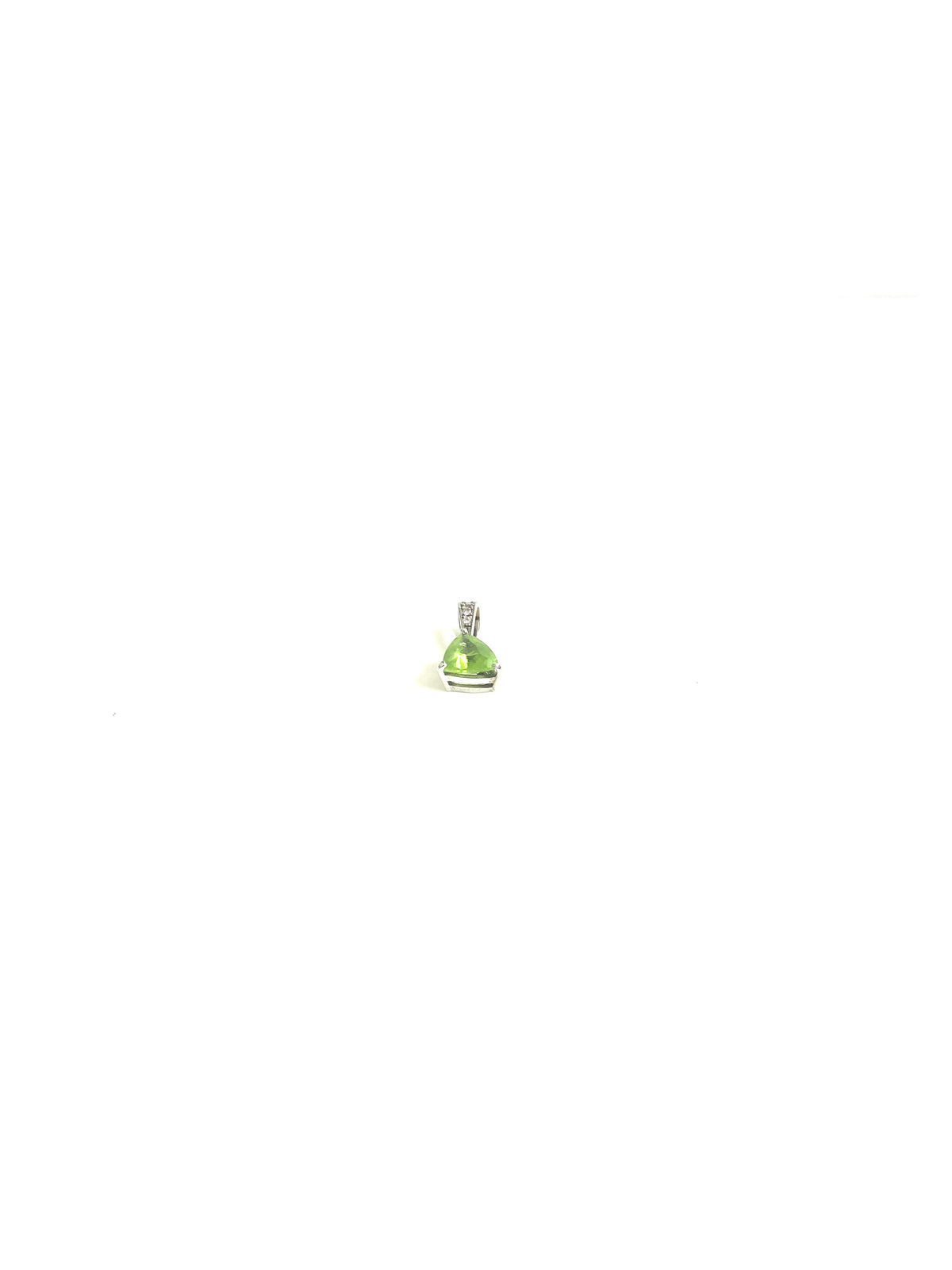 Triangular 9ct White Gold Peridot and Diamond Pendant
