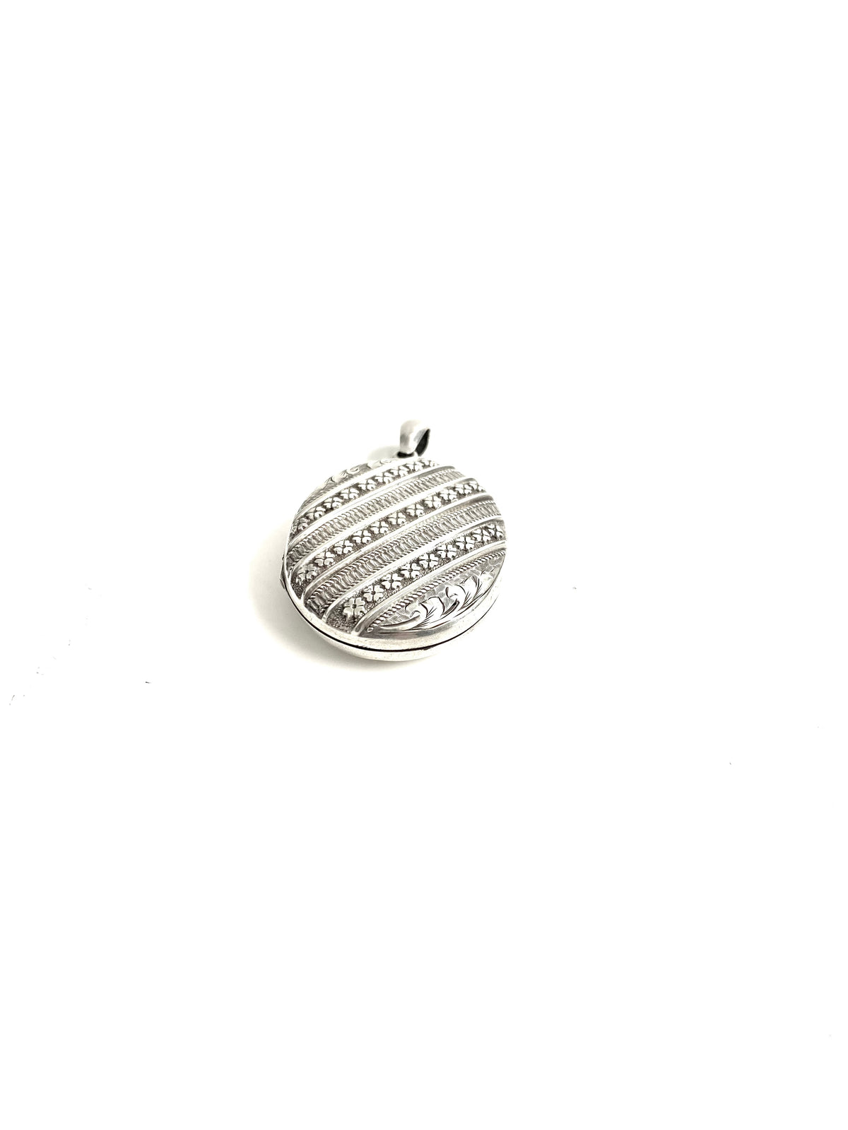 Antique Sterling Silver Floral Engraved Locket