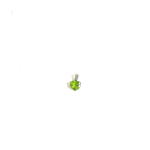 9ct White Gold Peridot and Diamond Heart Pendant