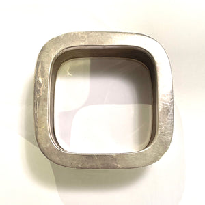 Vintage Sterling Silver and Wooden Cube Bangle