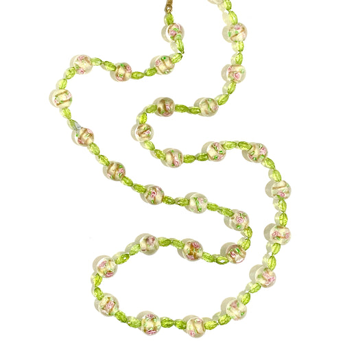 Italian Glass and Peridot Beaded Necklace