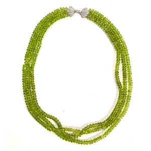 Sterling Silver Peridot Multi-Strand Beaded Necklace