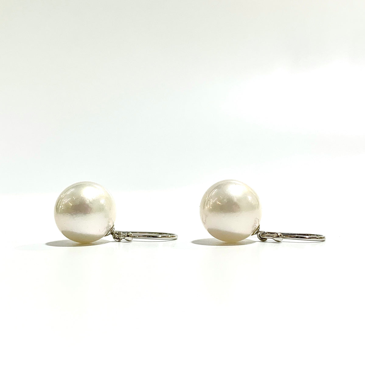 9ct White Gold South Sea Pearl Hook Drop Earrings