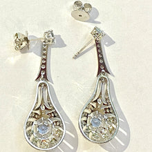 9ct White Gold Aquamarine and Diamond Stud Drop Earrings