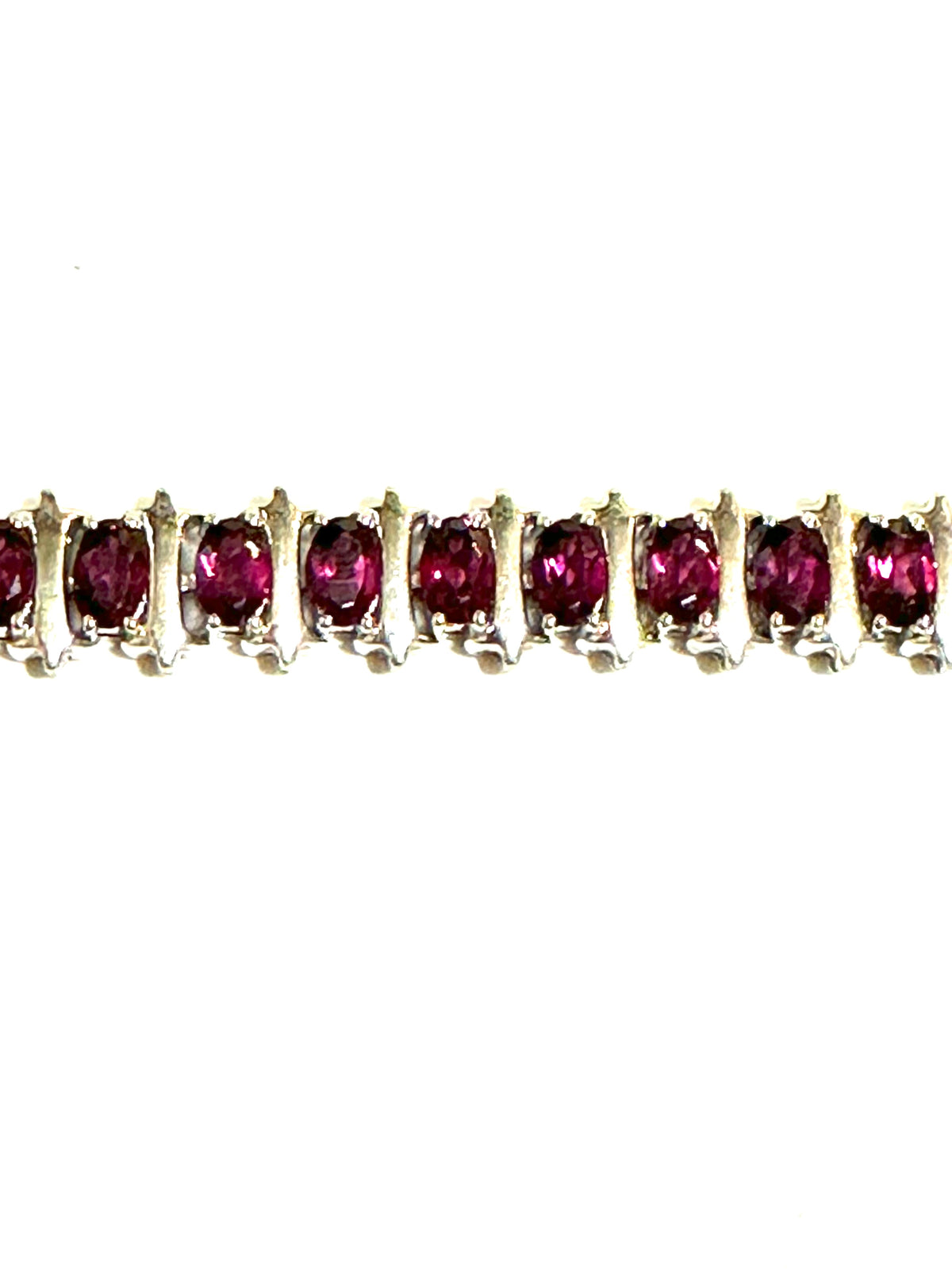 Sterling Silver Oval Faceted Garnet Bracelet