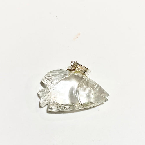 Hand-carved Rock Crystal Fish Pendant