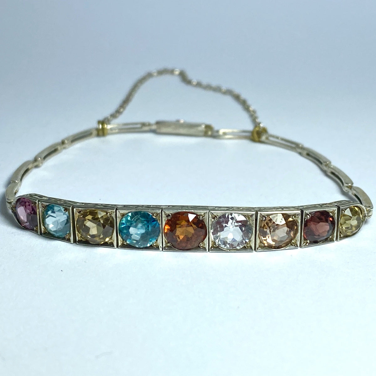 Antique Sterling Silver Assorted Zircon Bracelet