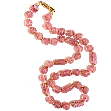 Italian Murano Pink Glass Beaded Necklace