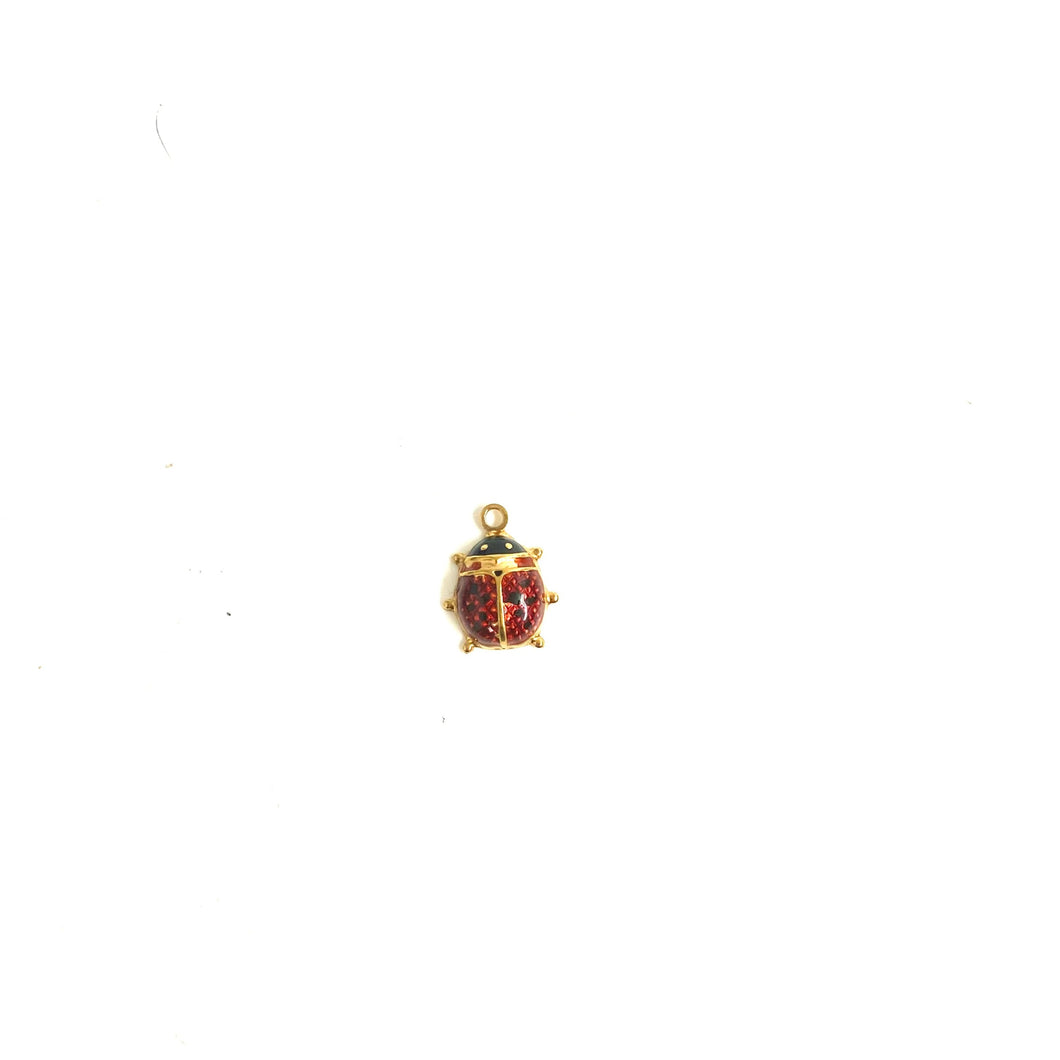 18ct Gold Ladybug Enamel Pendant