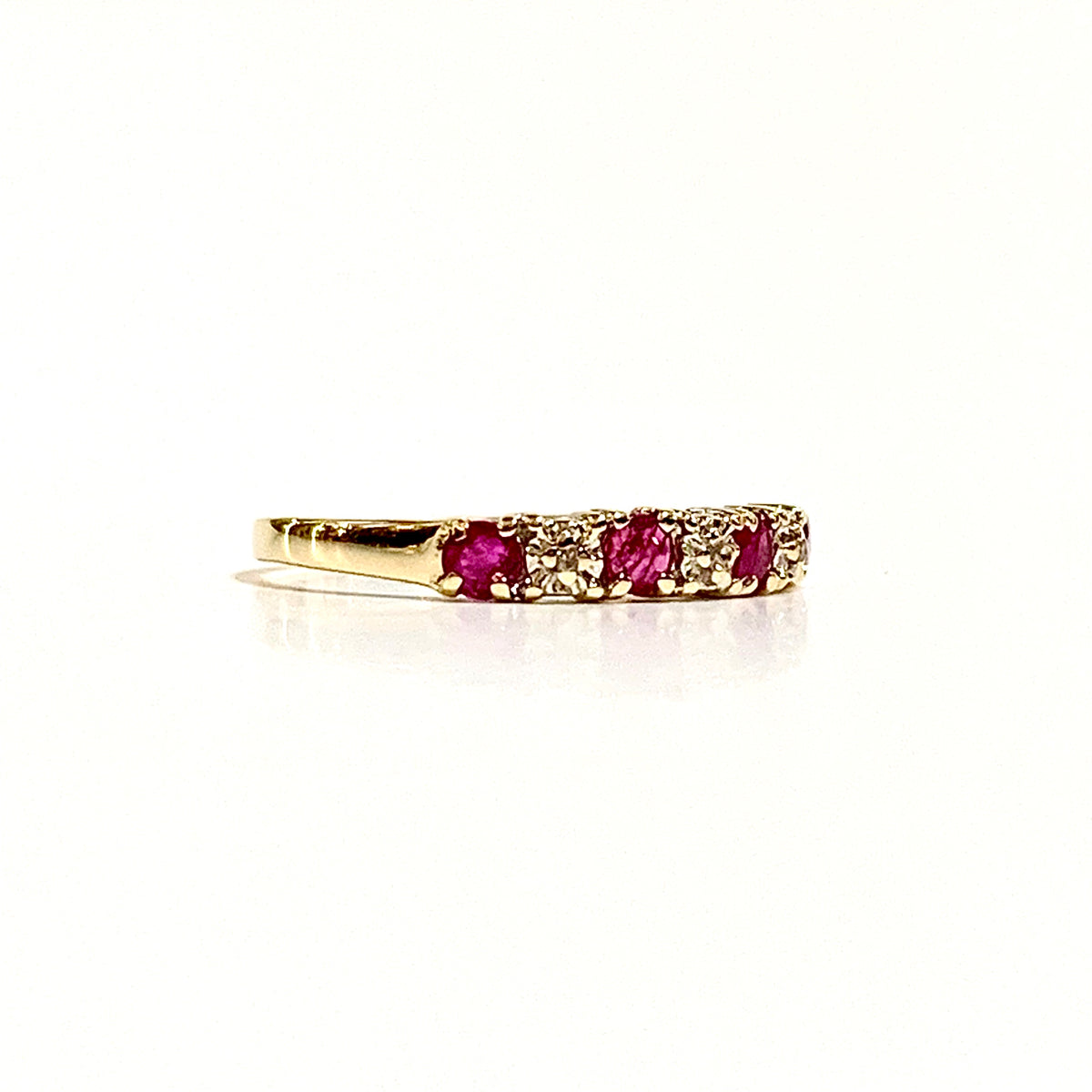 9ct Yellow Gold Ruby and Diamond Bridge Ring