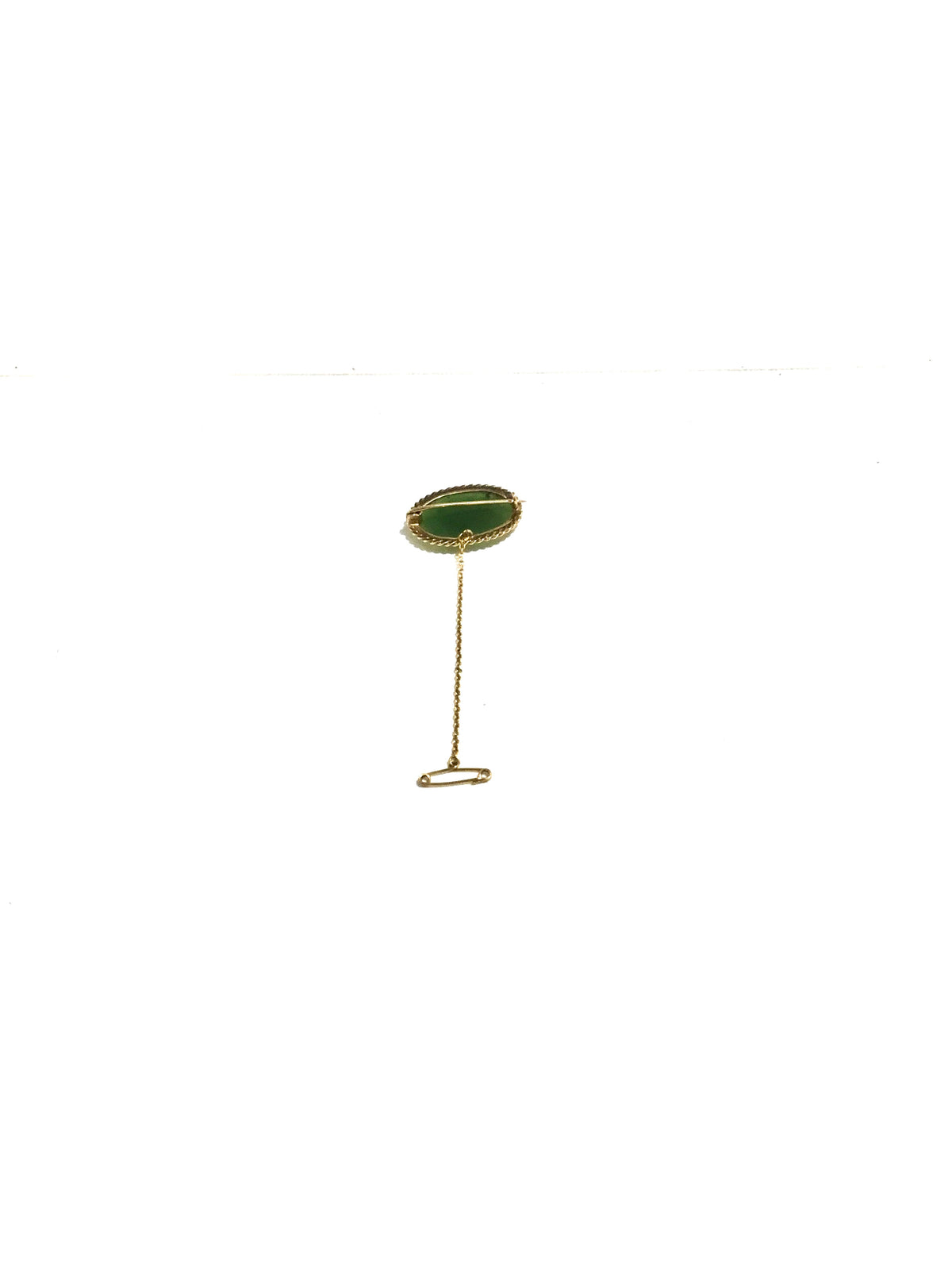 9ct Gold Nephrite Jade Oval Brooch